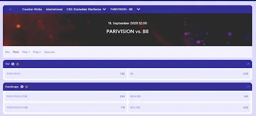E-Sport Wetten SpinBara SpinBara E-Sport Wetten Counter-Strike Parivision gegen B8