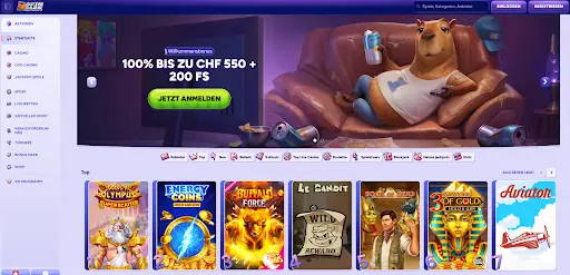 SpinBara Casino Startseite SpinBara Casino Startseite mit Willkommensbonus und Slots Übersicht