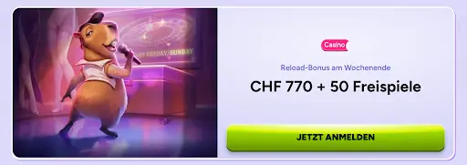 Willkommensbonus SpinBara SpinBara Casino Willkommensbonus Banner mit Bär auf Sofa